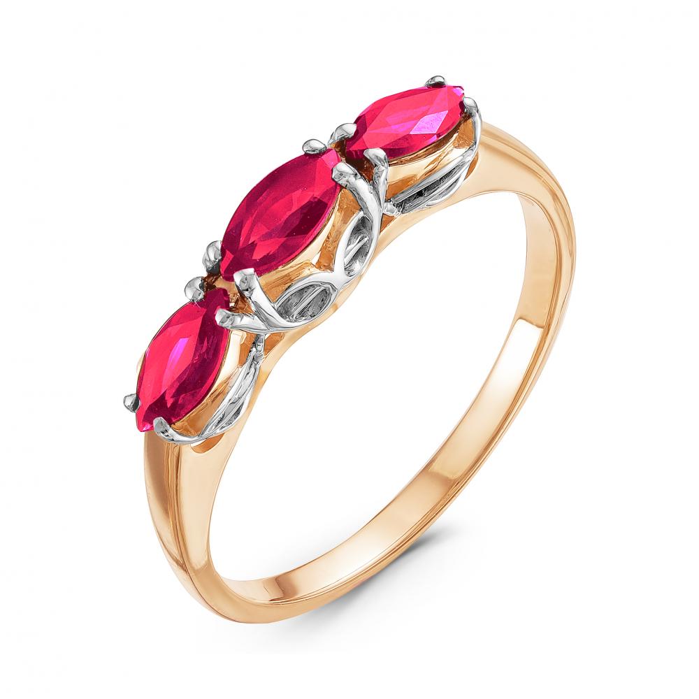Золотое кольцо КЮЗ Del'ta с рубиновым корундом DБР410767гт