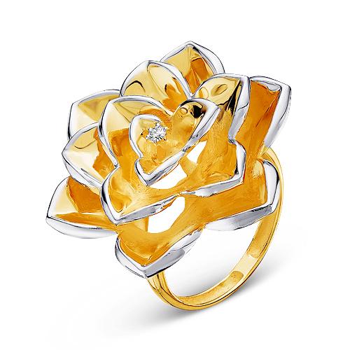 Кольцо из лимонного золота КЮЗ Del'ta Dд110010л с бриллиантом
