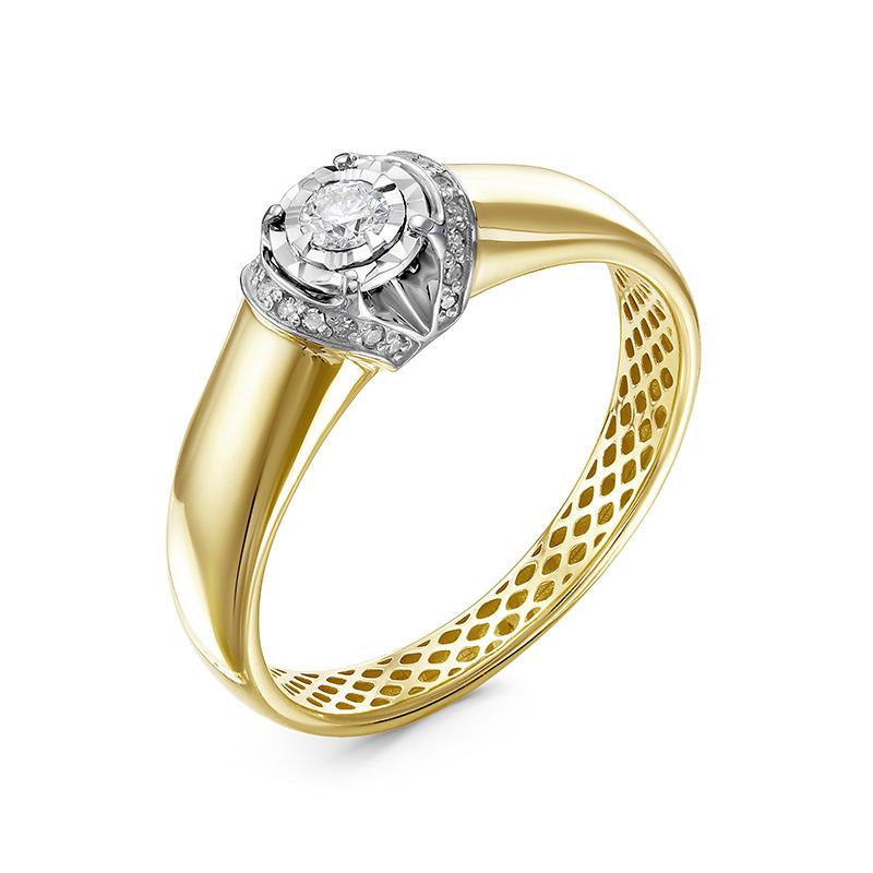 Кольцо из лимонного золота КЮЗ Del'ta Dди110526рл с бриллиантом