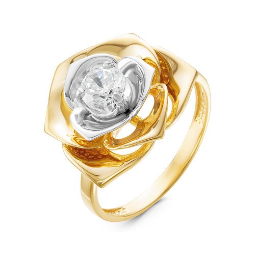 Кольцо из лимонного золота КЮЗ Del'ta Dл115972 с фианитом