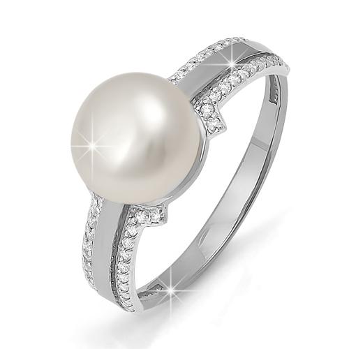 Серебряное кольцо КЮЗ Del'ta Dс111662 с фианитом и жемчугом