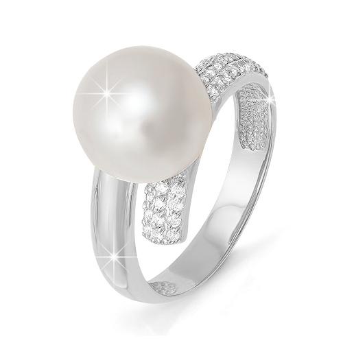 Серебряное кольцо КЮЗ Del'ta Dс112260 с фианитом и жемчугом