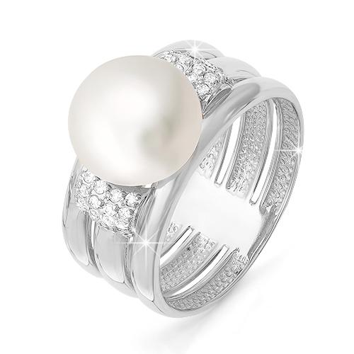 Серебряное кольцо КЮЗ Del'ta Dс112288 с фианитом и жемчугом