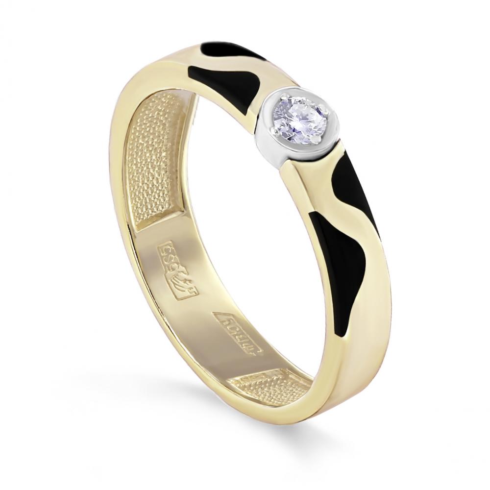 Золотое кольцо KABAROVSKY K11-21341-1002 с бриллиантом и эмалью