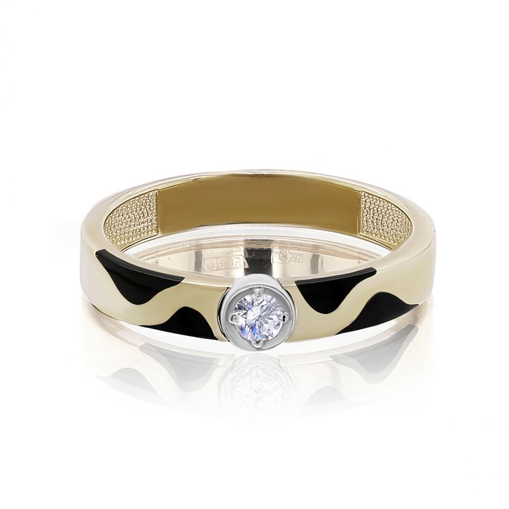Золотое кольцо KABAROVSKY K11-21341-1002 с бриллиантом и эмалью