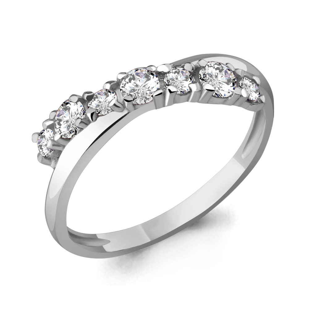 Серебряное кольцо AQUAMARINE А65693 с Swarovski
