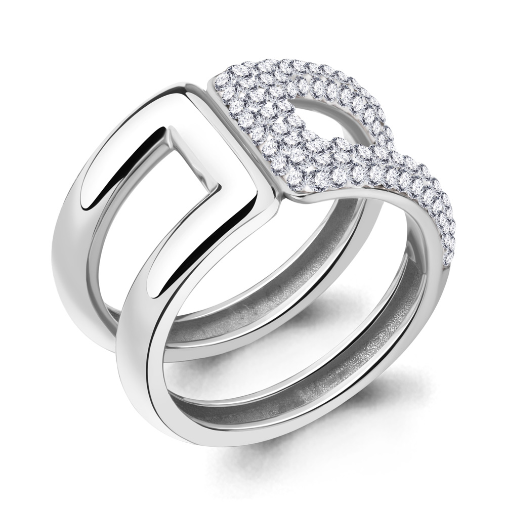 Серебряное кольцо AQUAMARINE А66692 с ювелирным кристаллом
