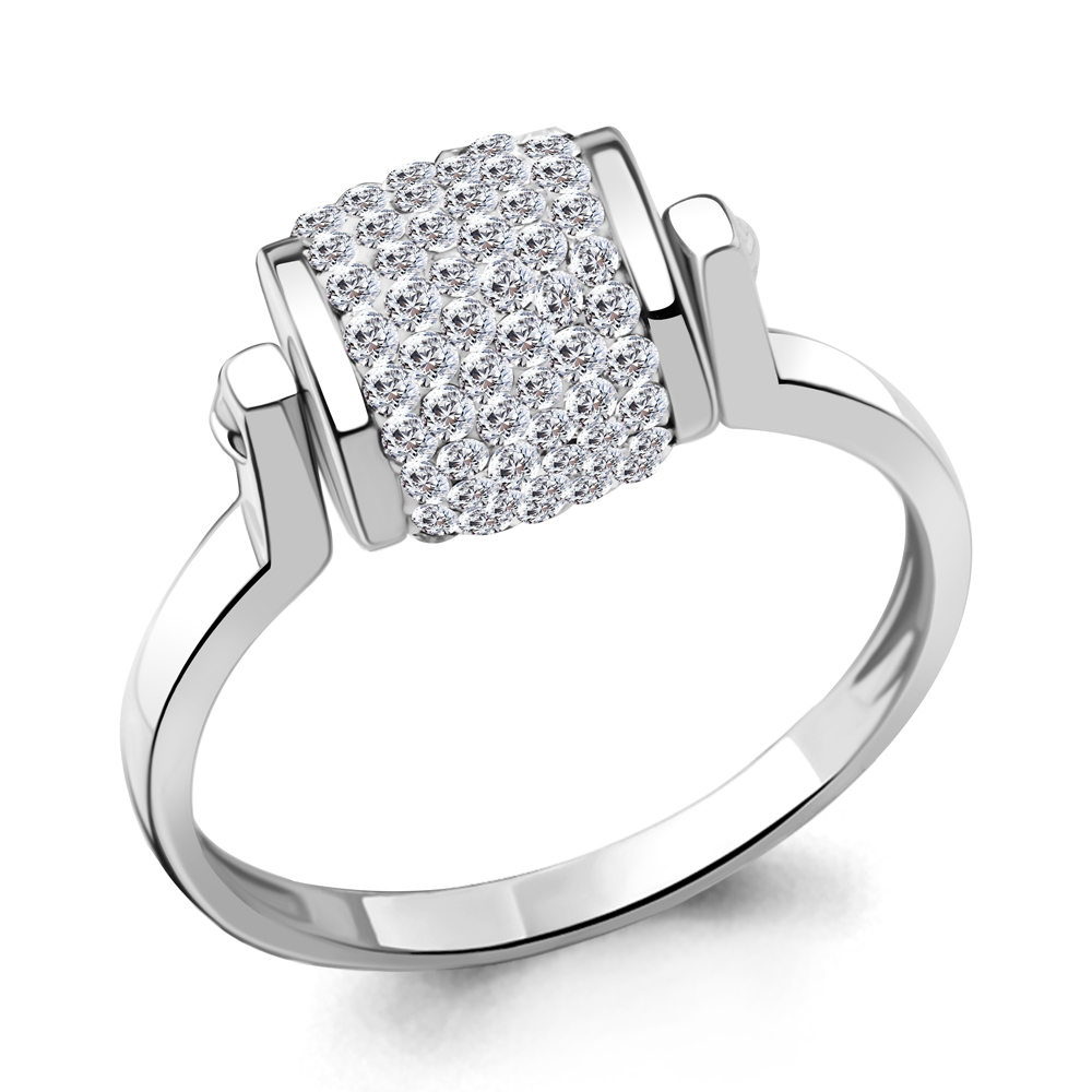 Серебряное кольцо AQUAMARINE с подвижным элементом и фианитом А66697