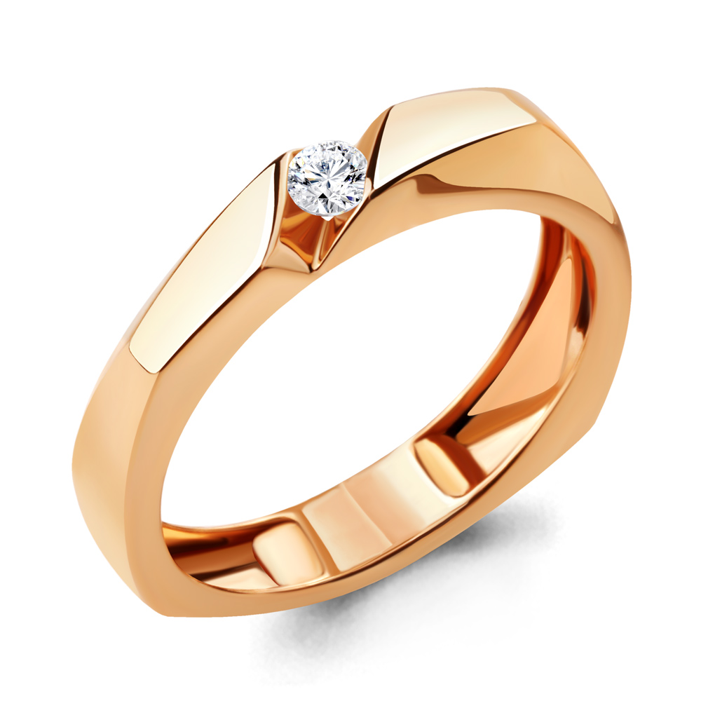 Помолвочное кольцо из золочёного серебра AQUAMARINE с фианитом А67102-п