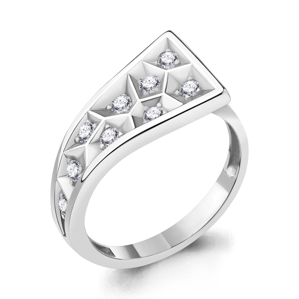 Серебряное кольцо AQUAMARINE А67151А с фианитом
