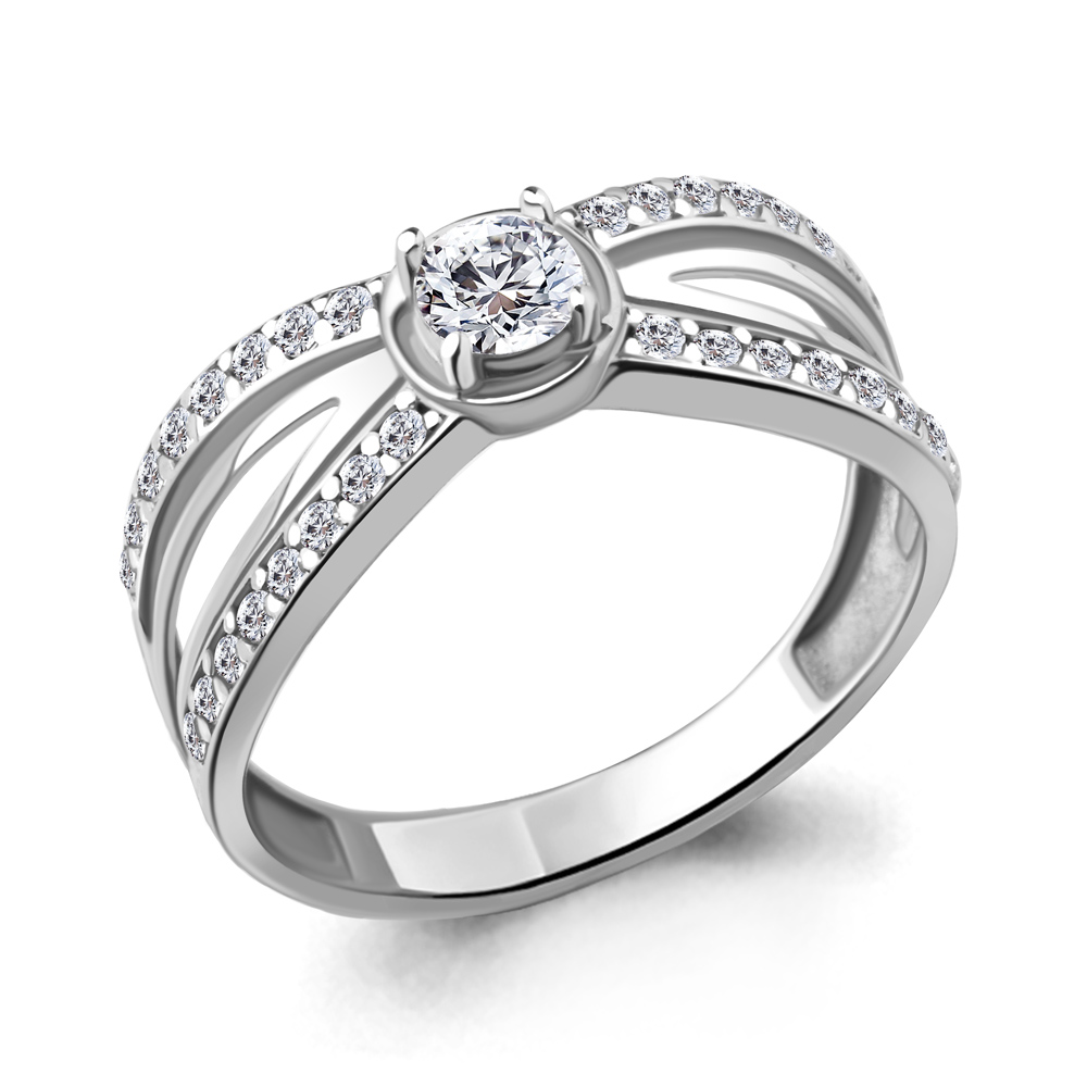 Серебряное кольцо AQUAMARINE А67227А с фианитом