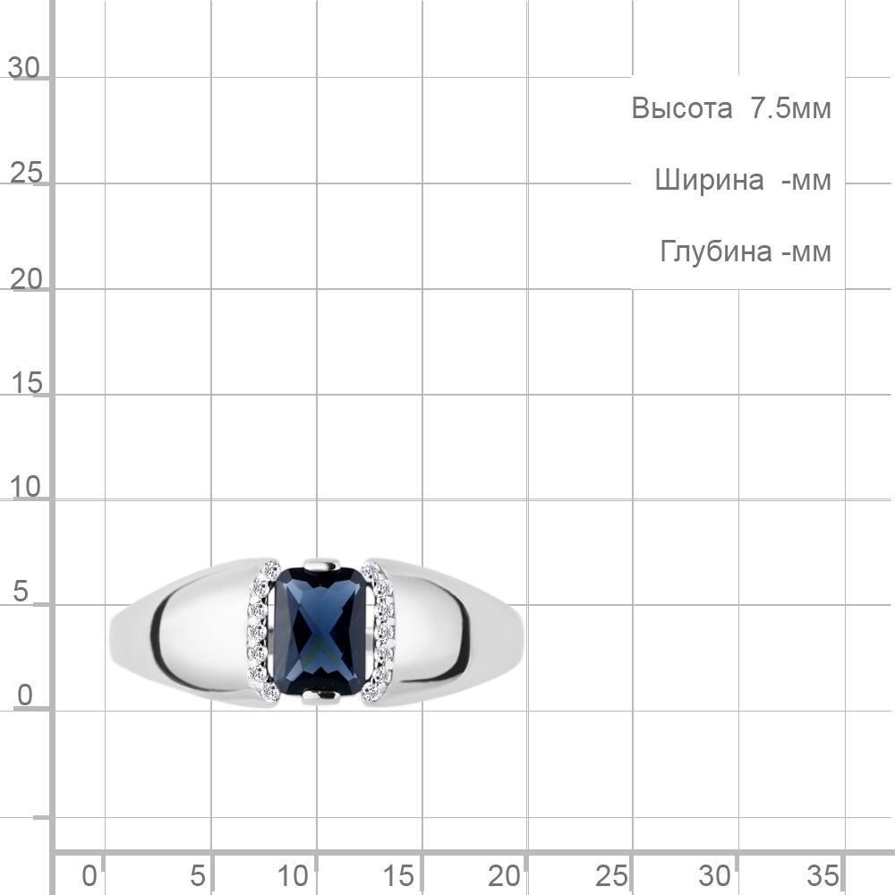 Серебряное кольцо AQUAMARINE А68428АБ с фианитом и гидротермальным сапфиром