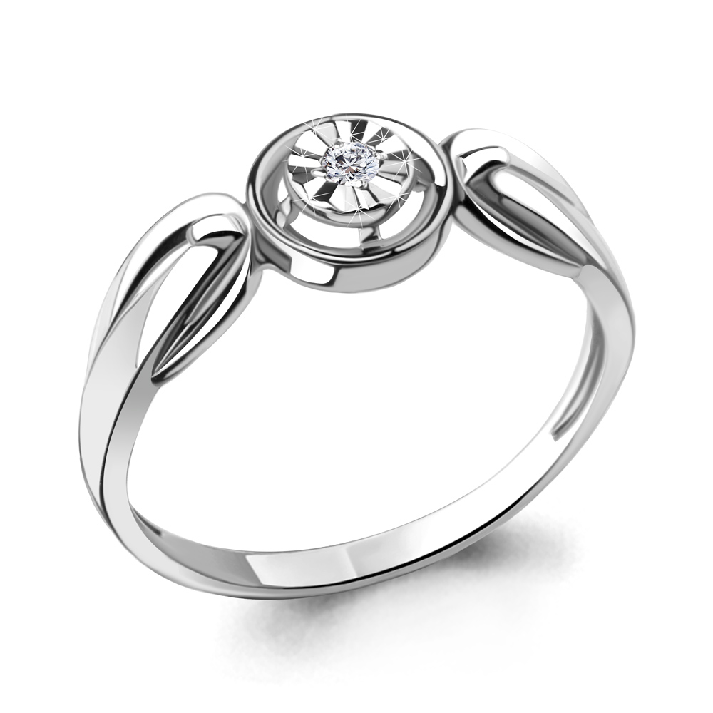 Серебряное кольцо AQUAMARINE А68977 с фианитом