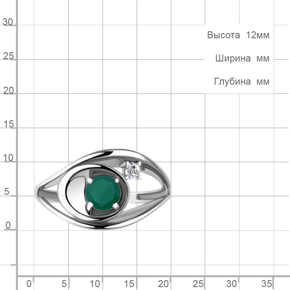 Серебряное кольцо AQUAMARINE А6944409А с фианитом и агатом