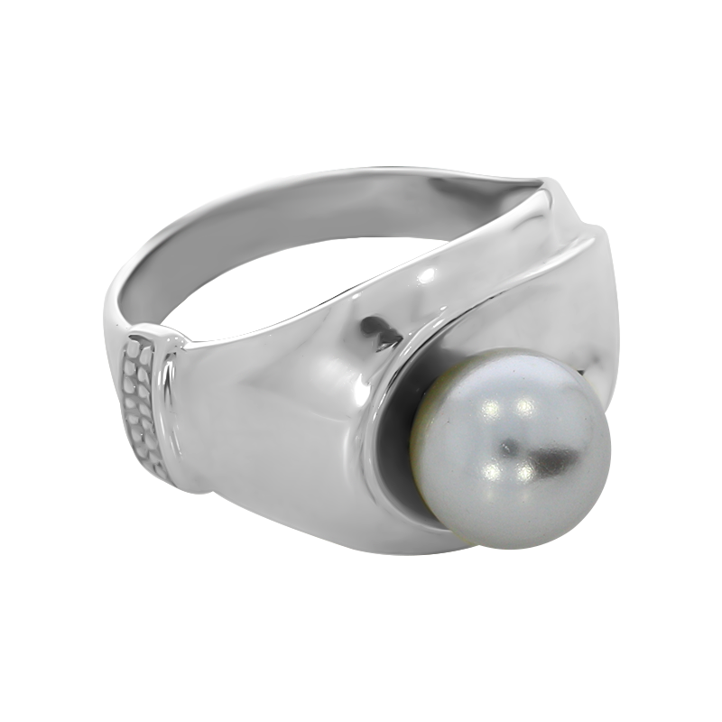 Серебряное кольцо Белая ворона В31580039 с жемчугом