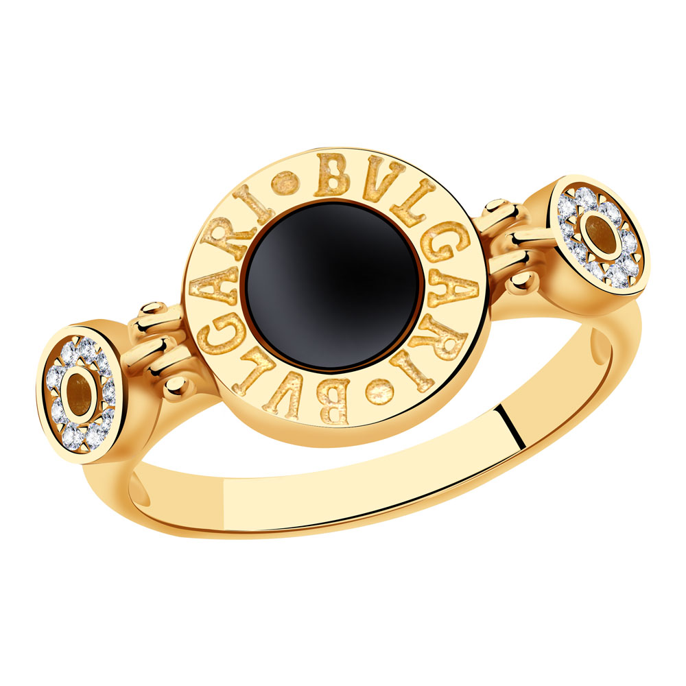 Золотое кольцо Золотая Орхидея К-001к516 с фианитом и ониксом