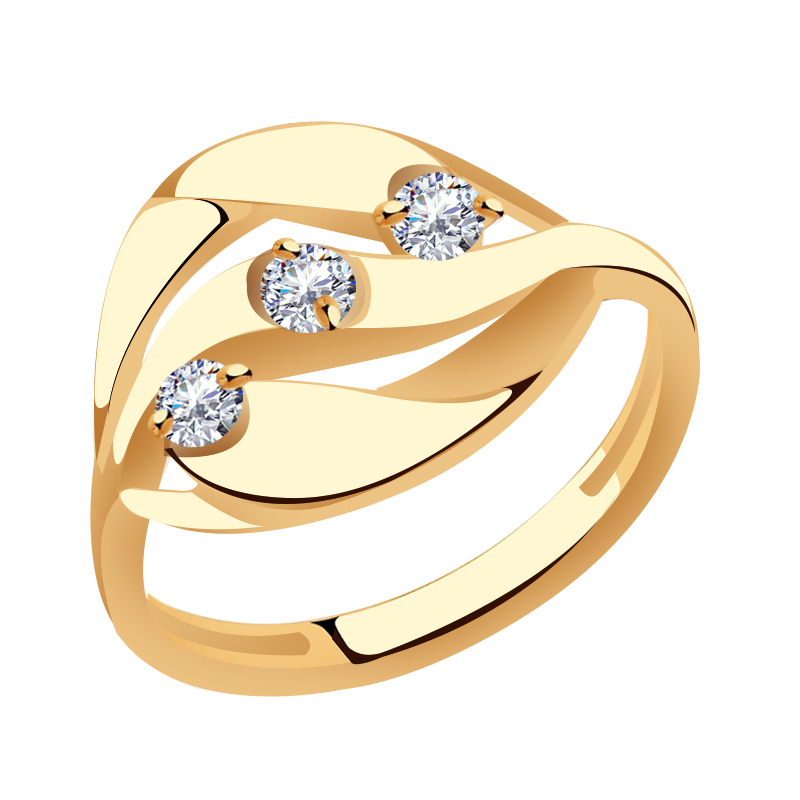 Золотое кольцо Красносельский ювелир К3561 с фианитом