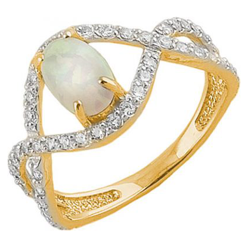 Золотое кольцо Красносельский ювелир РК3169 с фианитом и опалом