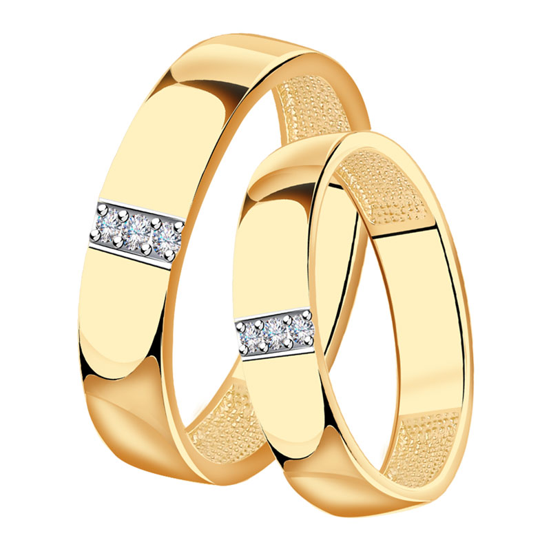 Золотое обручальное кольцо 4,5 мм Красносельский ювелир с фианитом РК4039