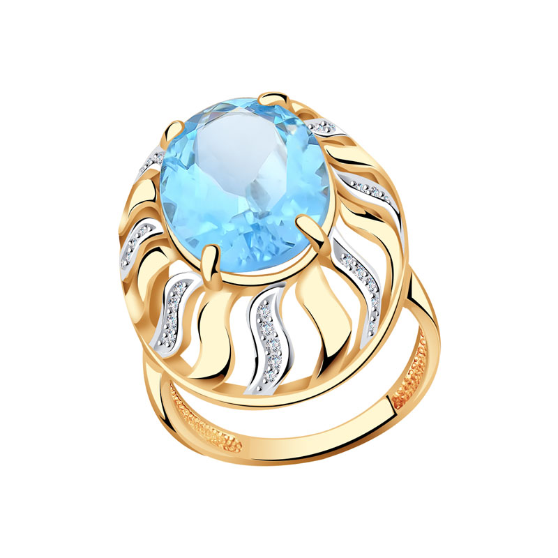 Золотое кольцо Красносельский ювелир РКН285-3090-021-14 с топазом и фианитом