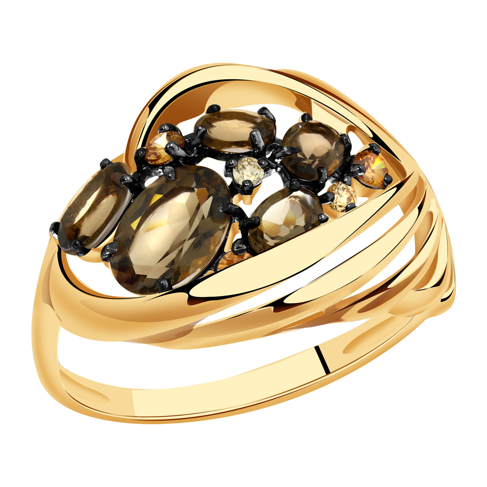 Золотое кольцо Александра кл1485-4ск-ш с фианитом и раухтопазом