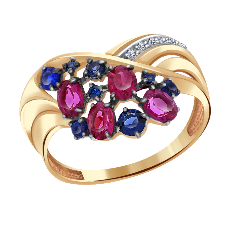 Золотое кольцо Александра кл1527-30ск с фианитом и рубиновым корундом