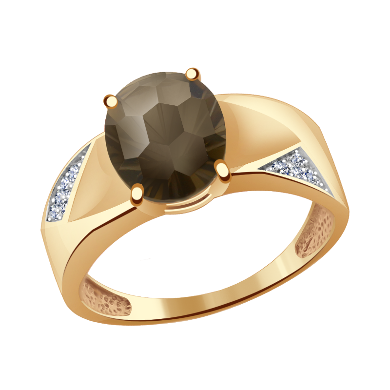 Золотое кольцо Александра кл1726-4ск с фианитом и раухтопазом