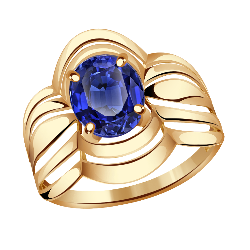 Золотое кольцо Александра кл1731-27ск с гидротермальным сапфиром