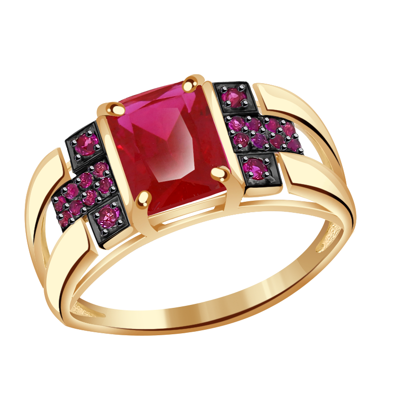 Золотое кольцо Александра кл1914-30ск-р с фианитом и рубиновым корундом