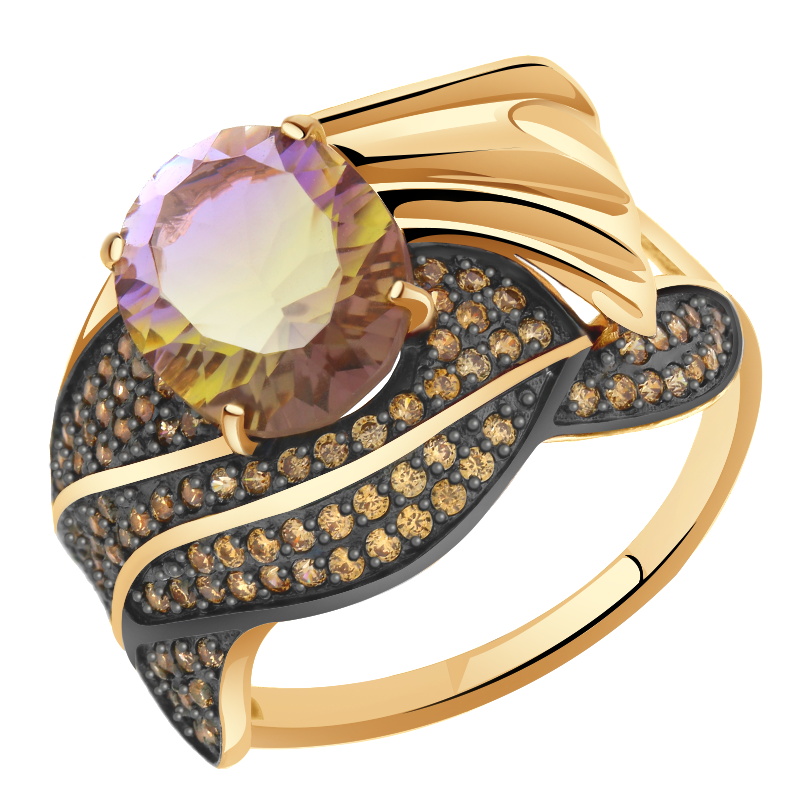 Золотое кольцо Александра кл2006-49ск-ш с фианитом и аметрином