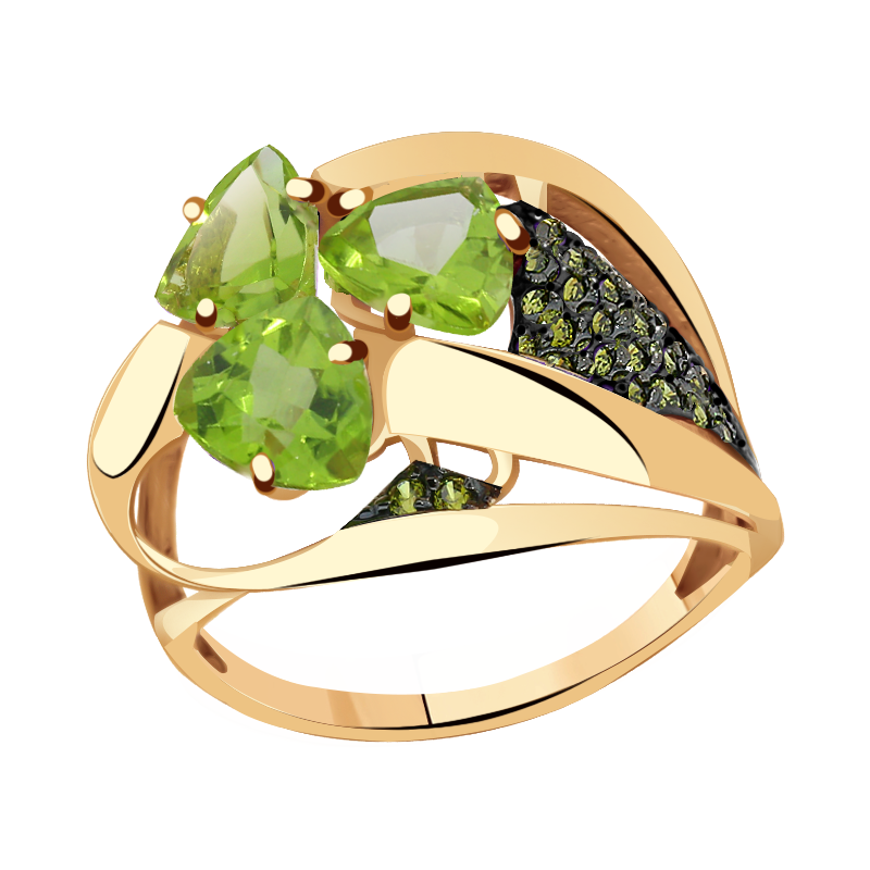 Золотое кольцо Александра кл2046-5ск-са с фианитом и хризолитом