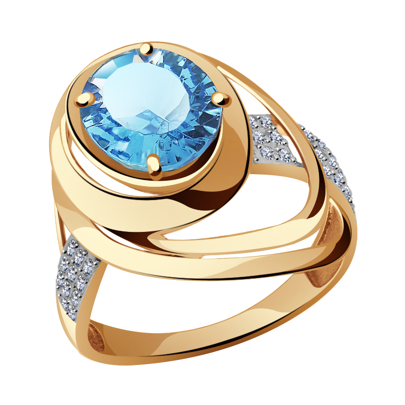 Золотое кольцо Александра кл2070-63ск с топазом и фианитом
