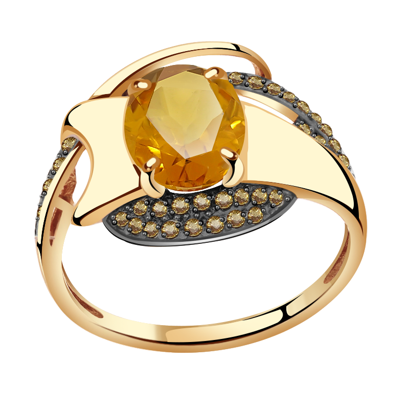 Золотое кольцо Александра кл2075-6ск-ш с фианитом и цитрином