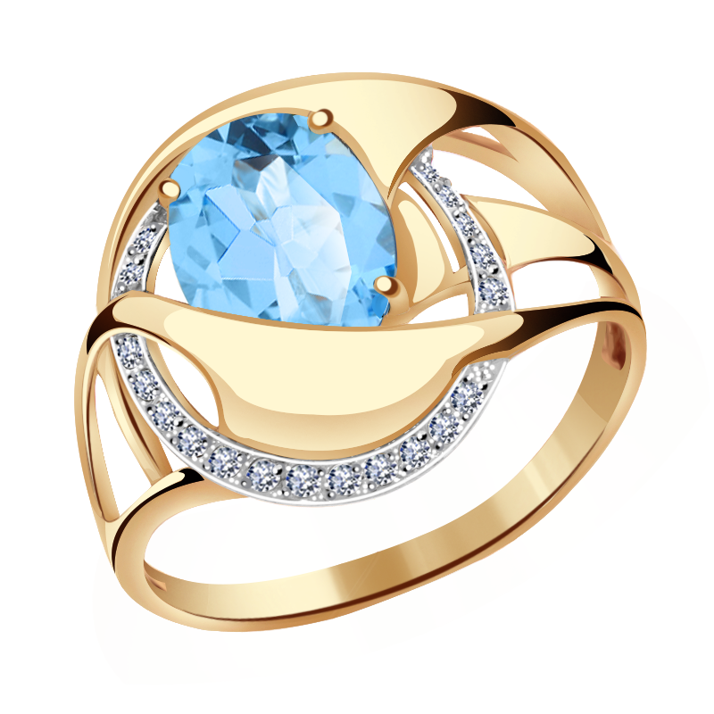 Золотое кольцо Александра кл2118-78ск с топазом и фианитом