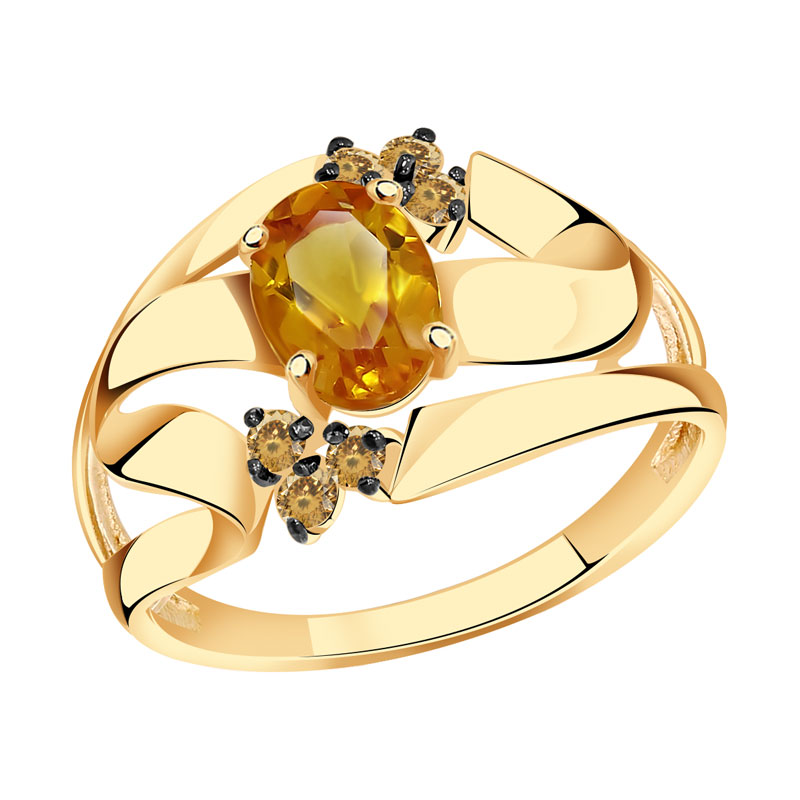 Золотое кольцо Александра кл2122-6ск-ш с фианитом и цитрином