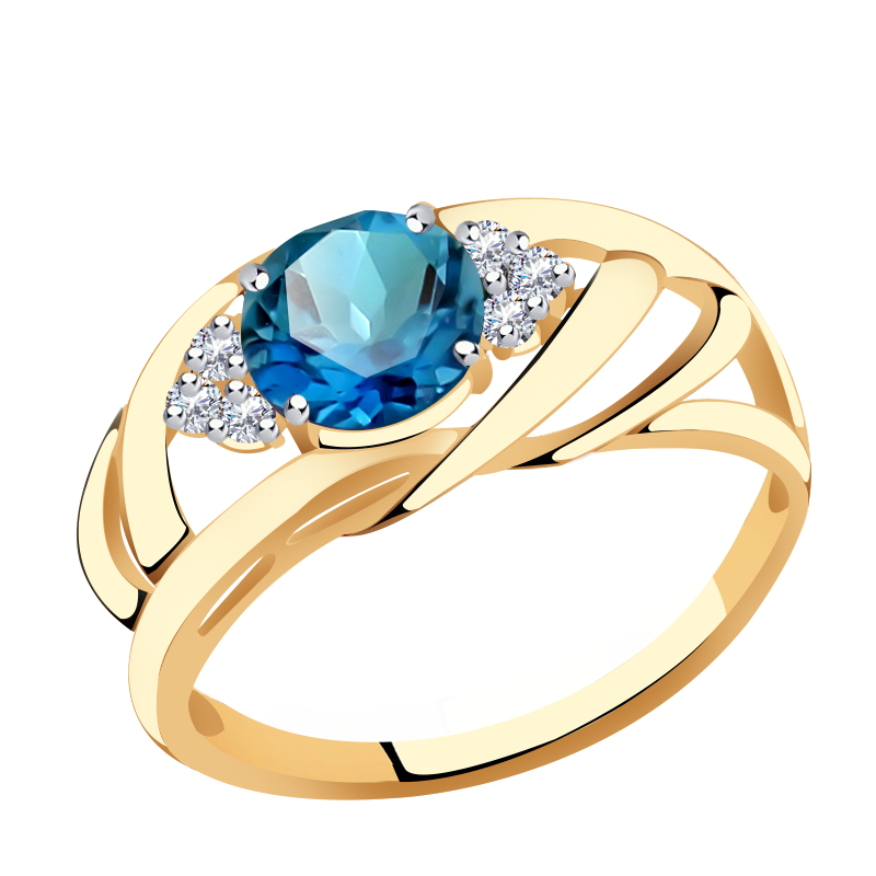 Золотое кольцо Александра кл2146-28ск с фианитом и Лондон топазом