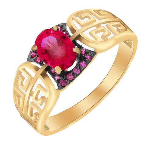 Золотое кольцо Александра кл2253-30ск с фианитом и рубиновым корундом