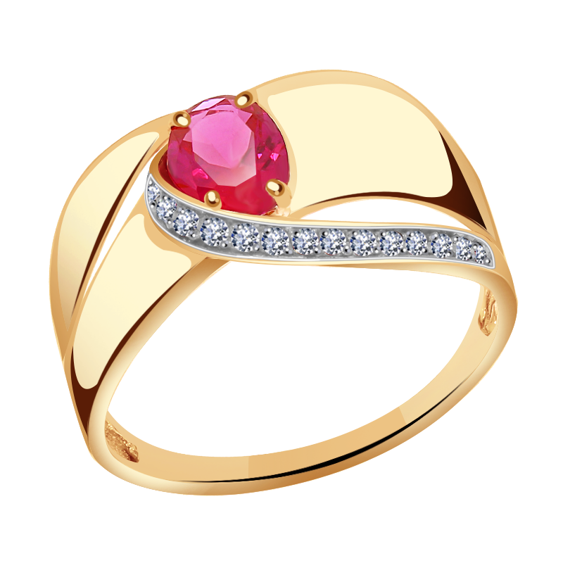 Золотое кольцо Александра кл2314-30ск с фианитом и рубиновым корундом