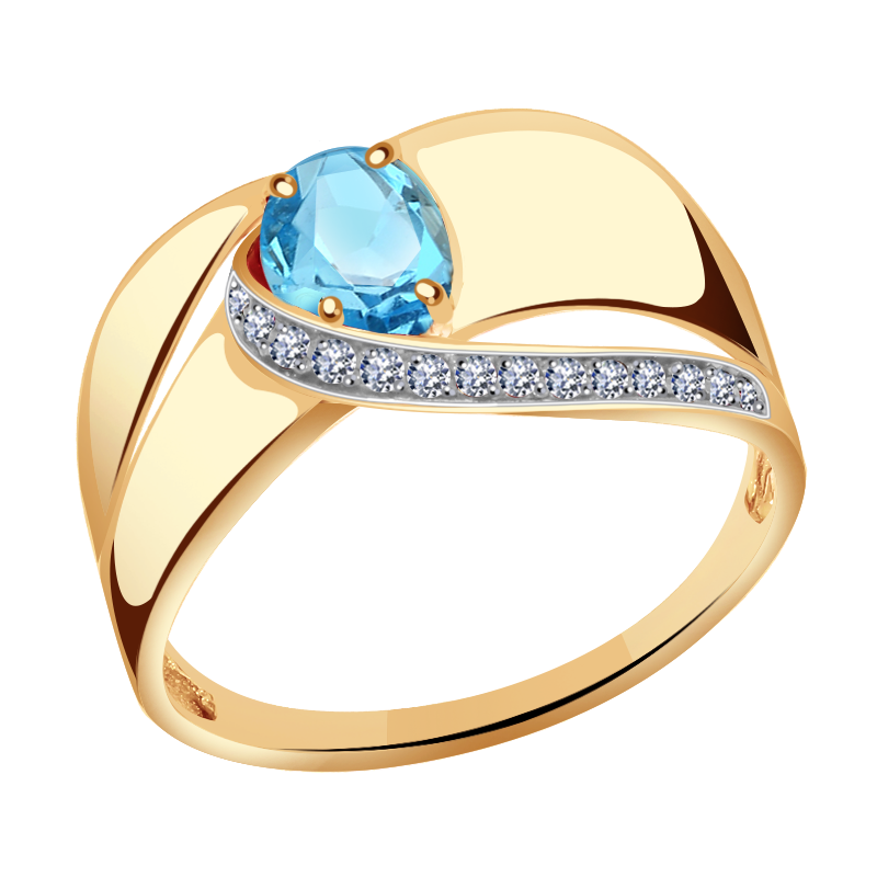 Золотое кольцо Александра кл2314-78ск с топазом и фианитом