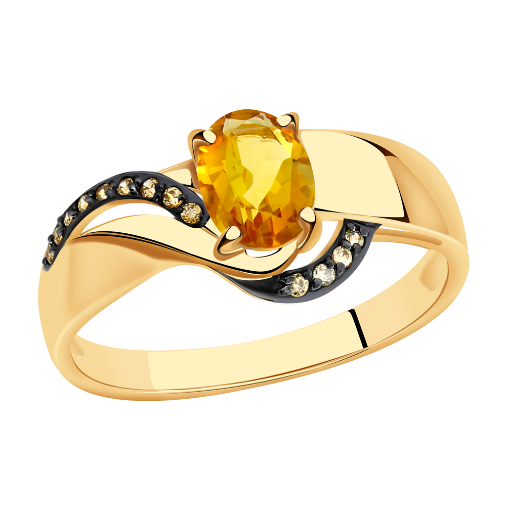 Золотое кольцо Александра кл2321-6ск-ш с фианитом и цитрином