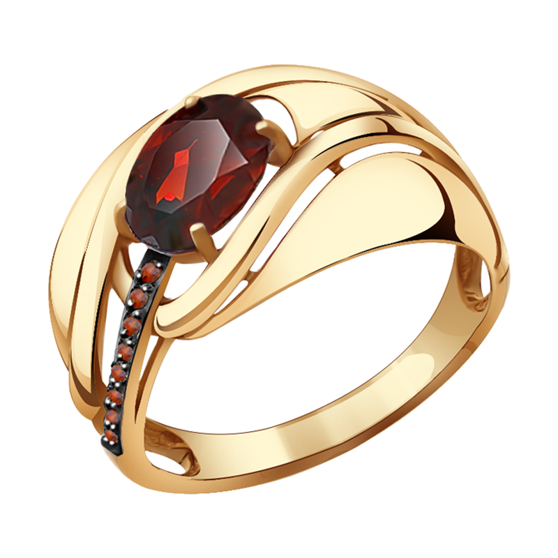 Золотое кольцо Александра кл2500-2ск-к с фианитом и гранатом