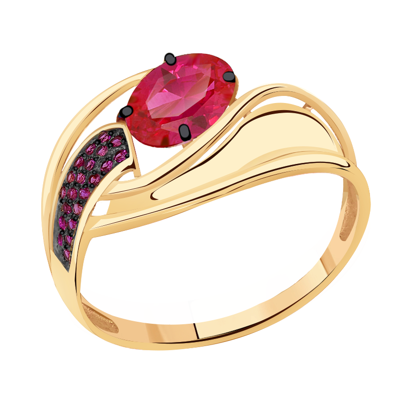Золотое кольцо Александра кл2506-30ск-р с фианитом и рубиновым корундом