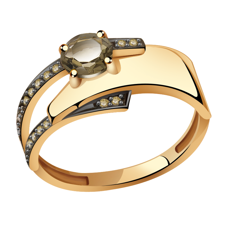 Золотое кольцо Александра кл2548-4ск-ш с фианитом и раухтопазом