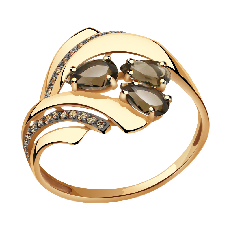 Золотое кольцо Александра кл2564-4ск-ш с фианитом и раухтопазом