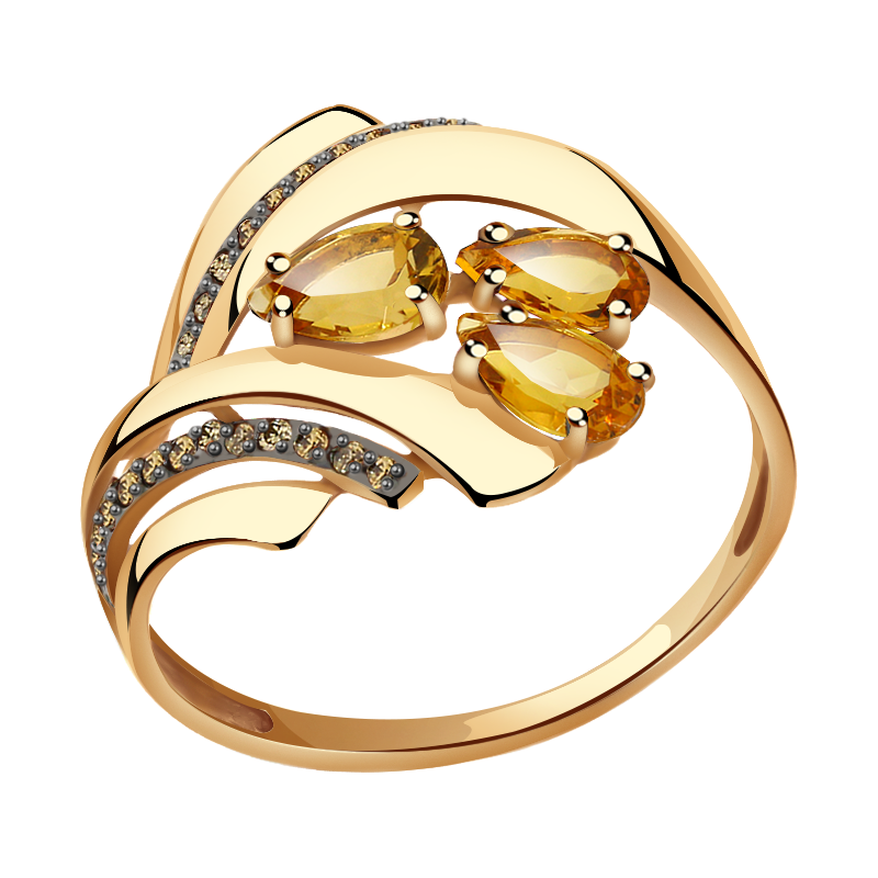 Золотое кольцо Александра кл2564-6ск-ш с фианитом и цитрином