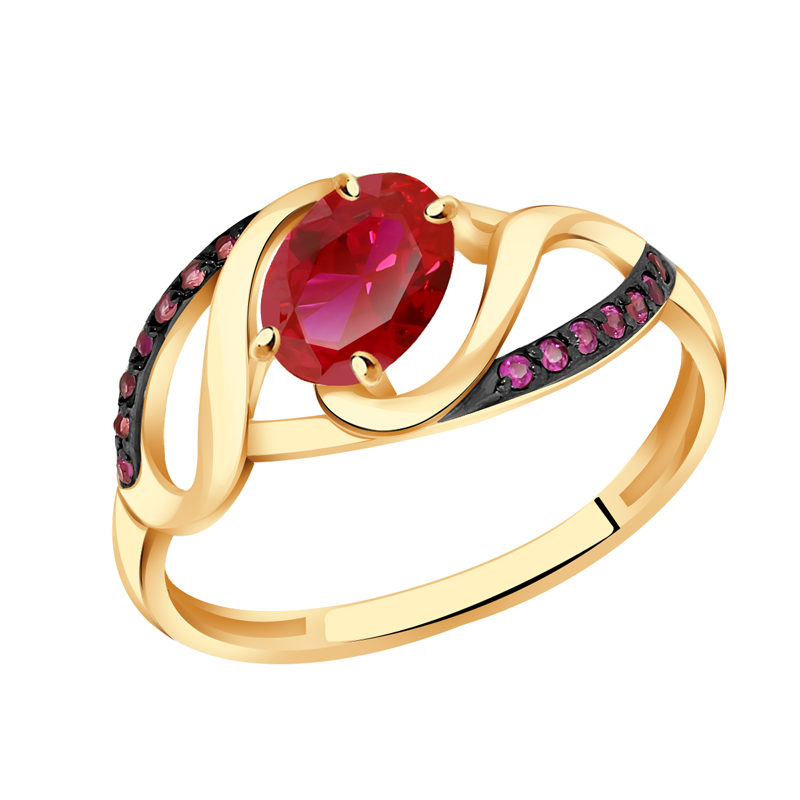 Золотое кольцо Александра кл2641-30ск-р с фианитом и рубиновым корундом