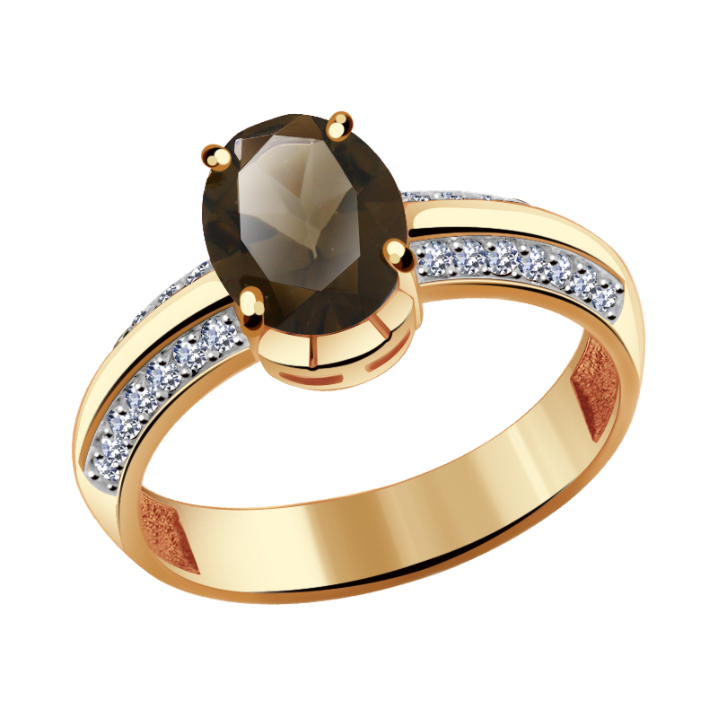 Золотое кольцо Александра кл2766-4ск с фианитом и раухтопазом