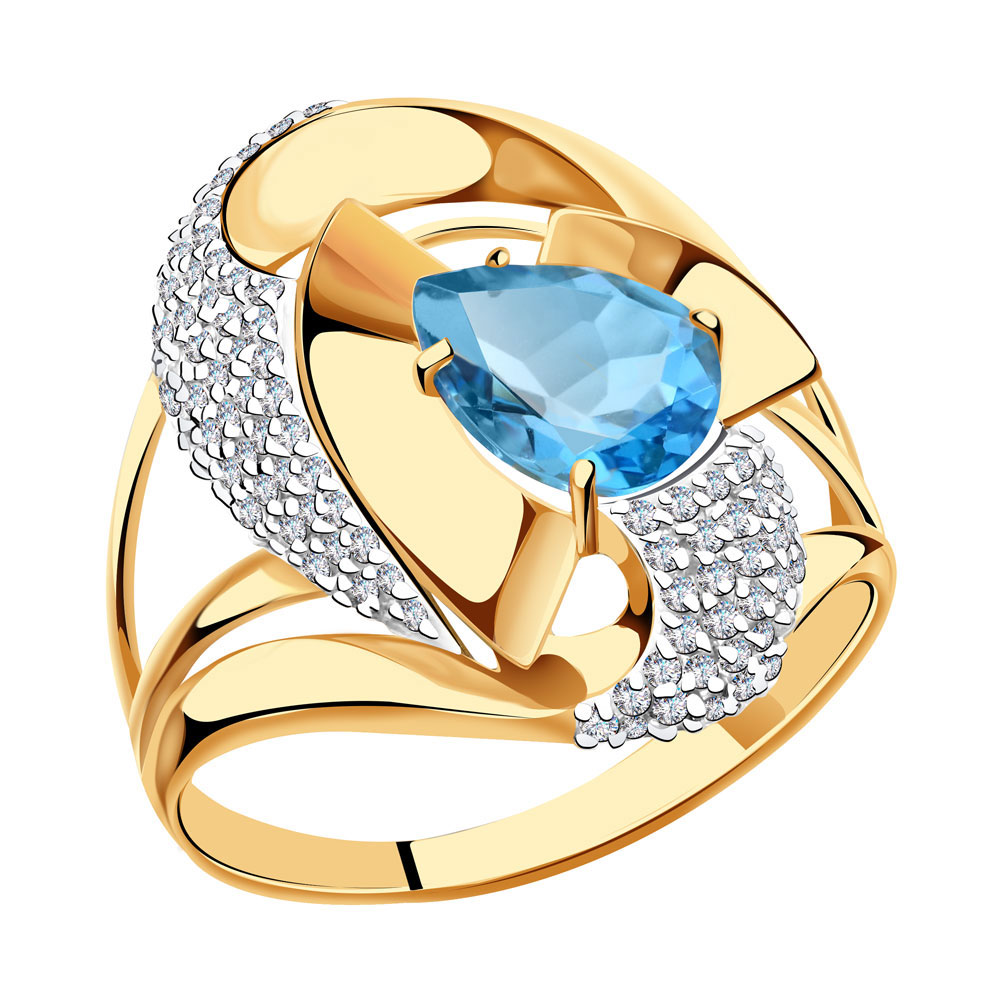 Золотое кольцо Александра кл2790-78ск с топазом и фианитом