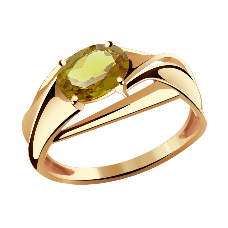 Золотое кольцо Александра с ситаллом цвета Султанит кл2819-48ск