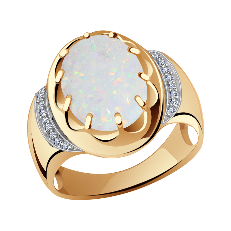 Золотое кольцо Александра кл2950-15ск-1 с фианитом и опалом